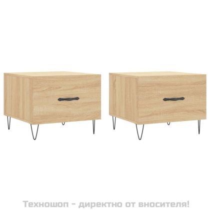 Кафе маси, 2 бр, дъб сонома, 50x50x40 см, инженерно дърво