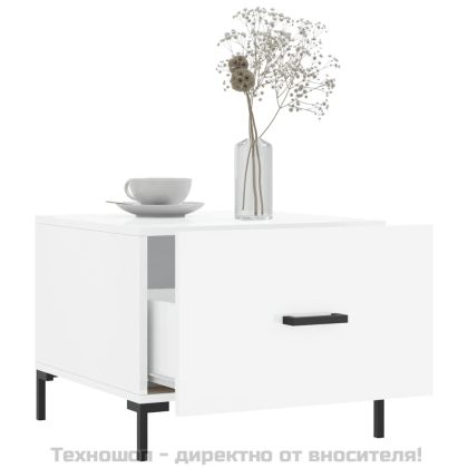 Кафе маси, 2 бр, Бял гланц, 50x50x40 см, инженерно дърво