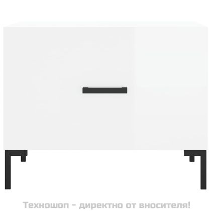 Кафе маси, 2 бр, Бял гланц, 50x50x40 см, инженерно дърво