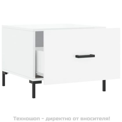 Кафе маси, 2 бр, Бял гланц, 50x50x40 см, инженерно дърво