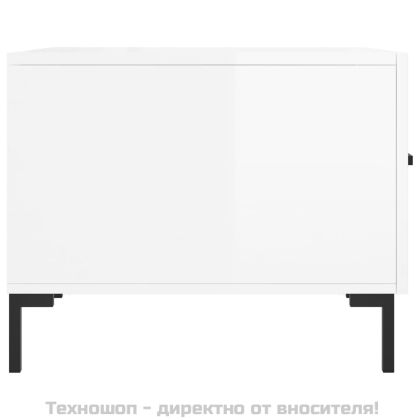 Кафе маси, 2 бр, Бял гланц, 50x50x40 см, инженерно дърво