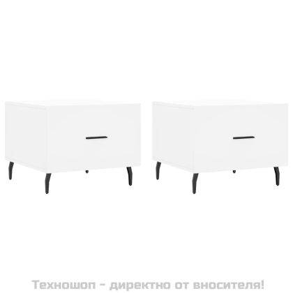 Кафе маси, 2 бр, бели, 50x50x40 см, инженерно дърво