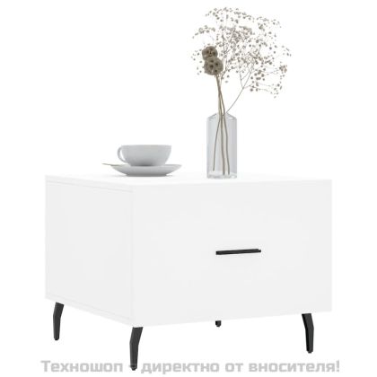 Кафе маси, 2 бр, бели, 50x50x40 см, инженерно дърво