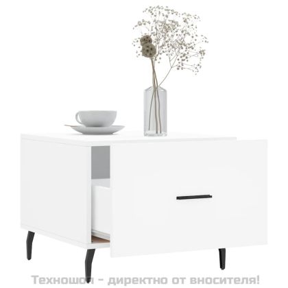 Кафе маси, 2 бр, бели, 50x50x40 см, инженерно дърво