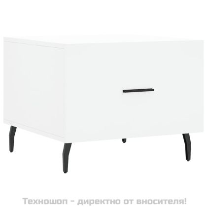 Кафе маси, 2 бр, бели, 50x50x40 см, инженерно дърво