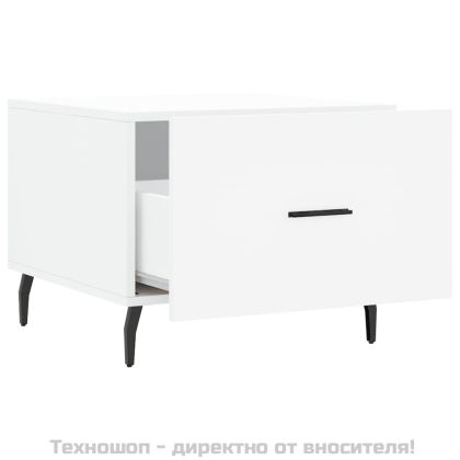 Кафе маси, 2 бр, бели, 50x50x40 см, инженерно дърво