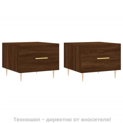 Кафе маси, 2 бр, кафяв дъб, 50x50x40 см, инженерно дърво