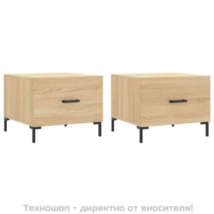 Кафе маси, 2 бр, дъб сонома, 50x50x40 см, инженерно дърво