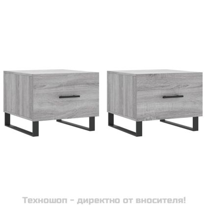 Кафе маси, 2 бр, сив сонома, 50x50x40 см, инженерно дърво