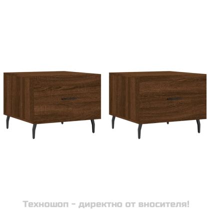 Кафе маси, 2 бр, кафяв дъб, 50x50x40 см, инженерно дърво