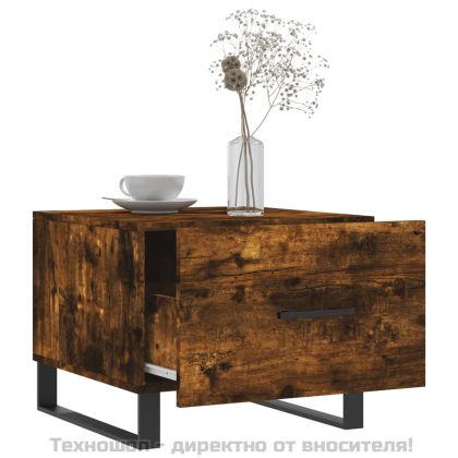 Кафе маси, 2 бр, опушен дъб, 50x50x40 см, инженерно дърво