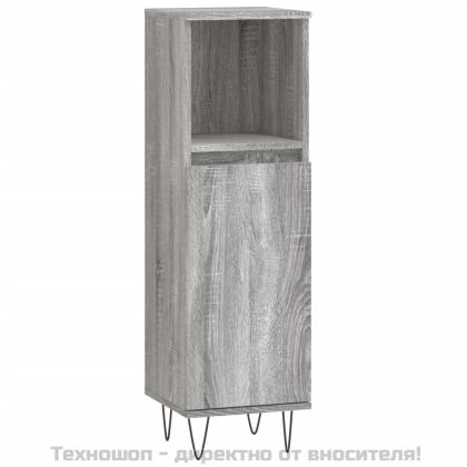 Шкаф за баня, сив сонома, 30x30x100 см, инженерно дърво
