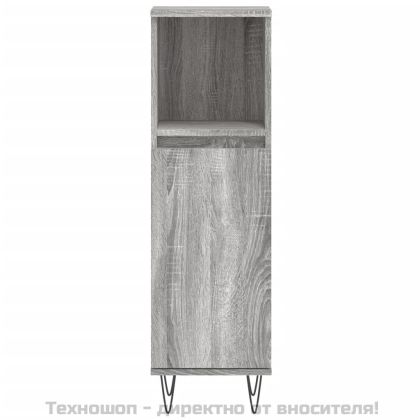 Шкаф за баня, сив сонома, 30x30x100 см, инженерно дърво