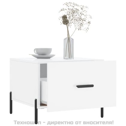 Кафе маси, 2 бр, Бял гланц, 50x50x40 см, инженерно дърво