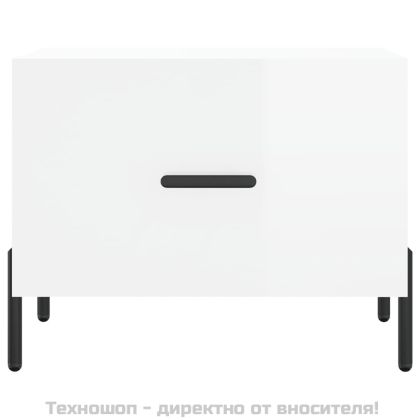 Кафе маси, 2 бр, Бял гланц, 50x50x40 см, инженерно дърво