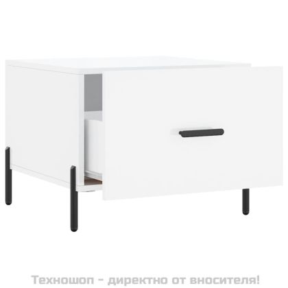 Кафе маси, 2 бр, Бял гланц, 50x50x40 см, инженерно дърво