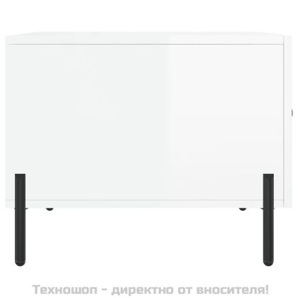 Кафе маси, 2 бр, Бял гланц, 50x50x40 см, инженерно дърво
