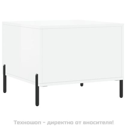 Кафе маси, 2 бр, Бял гланц, 50x50x40 см, инженерно дърво