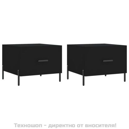 Кафе маси, 2 бр, черни, 50x50x40 см, инженерно дърво