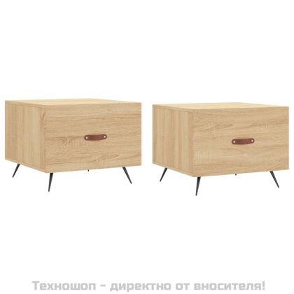 Кафе маси, 2 бр, дъб сонома, 50x50x40 см, инженерно дърво