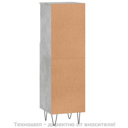 Шкаф за баня, бетонно сив, 30x30x100 см, инженерно дърво