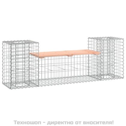 Градинска пейка габион 183x41x60,5 см дугласко дърво масив