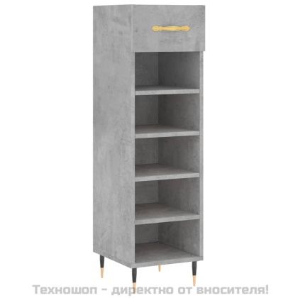 Шкаф за обувки, бетонно сив, 30x35x105 см, инженерно дърво