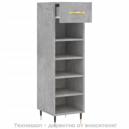 Шкаф за обувки, бетонно сив, 30x35x105 см, инженерно дърво