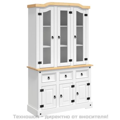 Висок шкаф Corona, бял, 112x43x196 см, мексикански бор масив