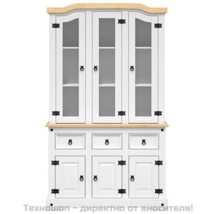 Висок шкаф Corona, бял, 112x43x196 см, мексикански бор масив