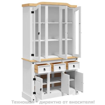 Висок шкаф Corona, бял, 112x43x196 см, мексикански бор масив