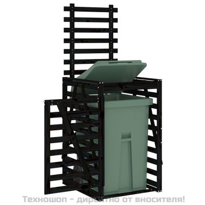 Контейнер за съхранение на кош черен 84x90x128,5 см бор масив
