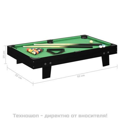 Мини билярдна маса, 3 фута, 92x52x19 см, черно и зелено