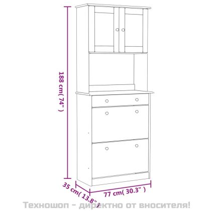 Висок шкаф ALTA, 77x35x188 см, борово дърво масив