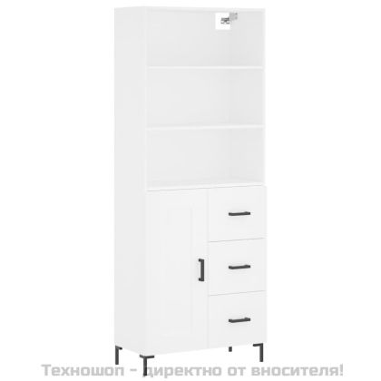 Висок шкаф, бял, 69,5x34x180 см, инженерно дърво