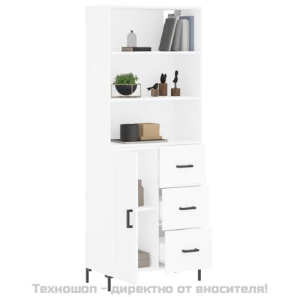 Висок шкаф, бял, 69,5x34x180 см, инженерно дърво