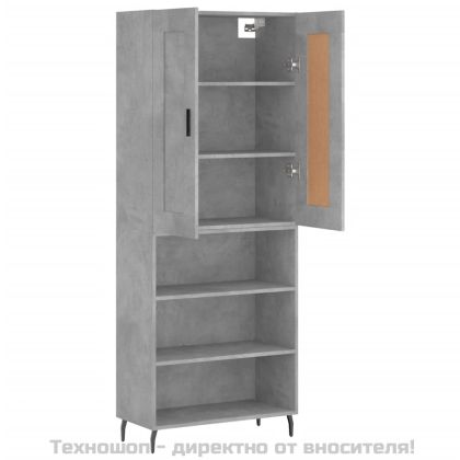 Висок шкаф, бетонно сив, 69,5x34x180 см, инженерно дърво