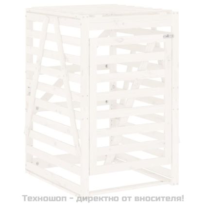 Контейнер за съхранение на кош бял 84x90x128,5 см бор масив