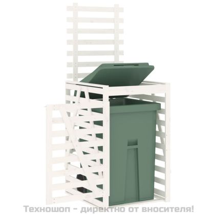 Контейнер за съхранение на кош бял 84x90x128,5 см бор масив