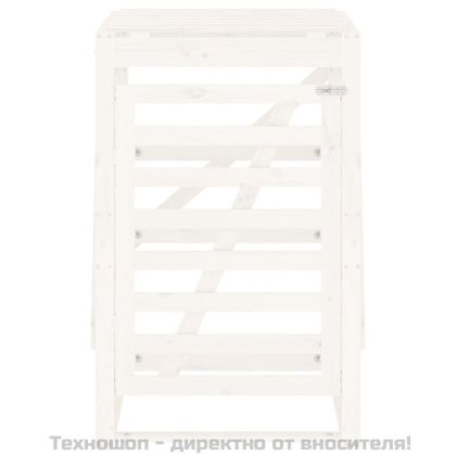 Контейнер за съхранение на кош бял 84x90x128,5 см бор масив