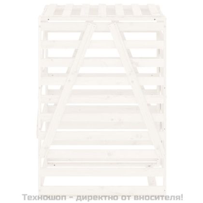 Контейнер за съхранение на кош бял 84x90x128,5 см бор масив