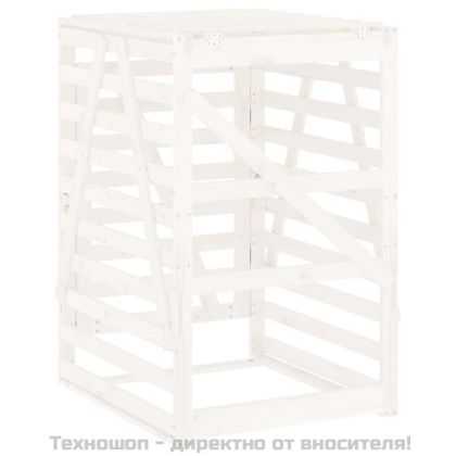 Контейнер за съхранение на кош бял 84x90x128,5 см бор масив