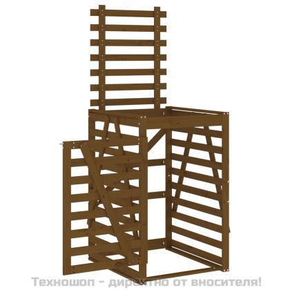 Контейнер за съхранение на кош меденокафяв 84x90x128,5 см бор