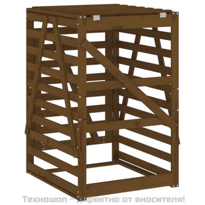 Контейнер за съхранение на кош меденокафяв 84x90x128,5 см бор