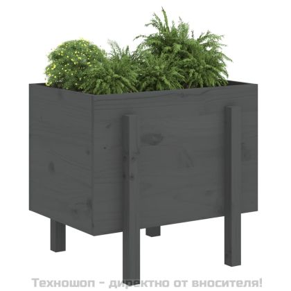 Градински сандък, сив, 62x50x57 см, бор масив