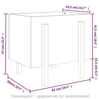 Градински сандък, сив, 62x50x57 см, бор масив