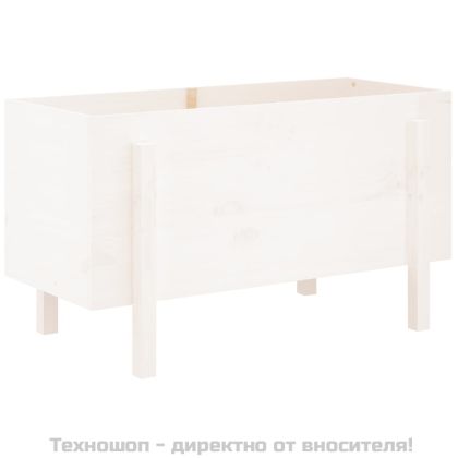 Градинско повдигнато легло, бяло, 101x50x57 см, бор масив