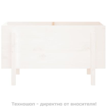 Градинско повдигнато легло, бяло, 101x50x57 см, бор масив