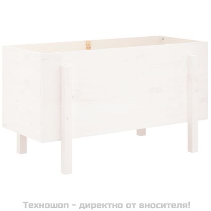 Градинско повдигнато легло, бяло, 101x50x57 см, бор масив