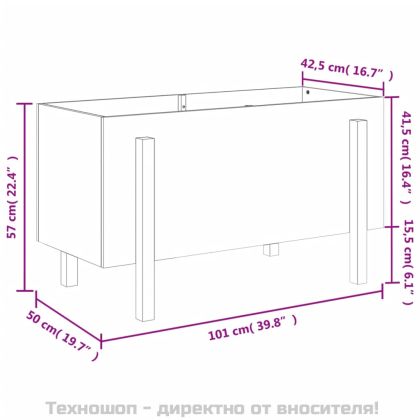 Градинско повдигнато легло, бяло, 101x50x57 см, бор масив